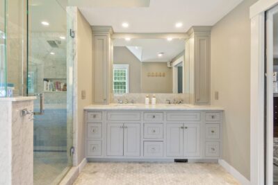 Bathroom Cabinets with Frameless Shower Door
