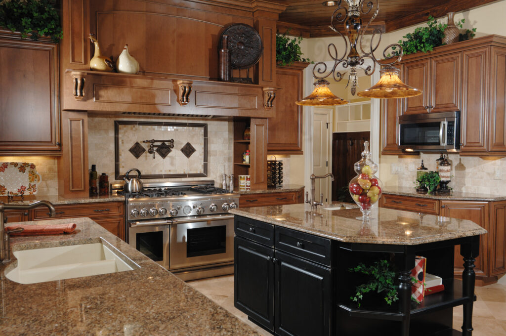Brown wood luxury and modern kitchen