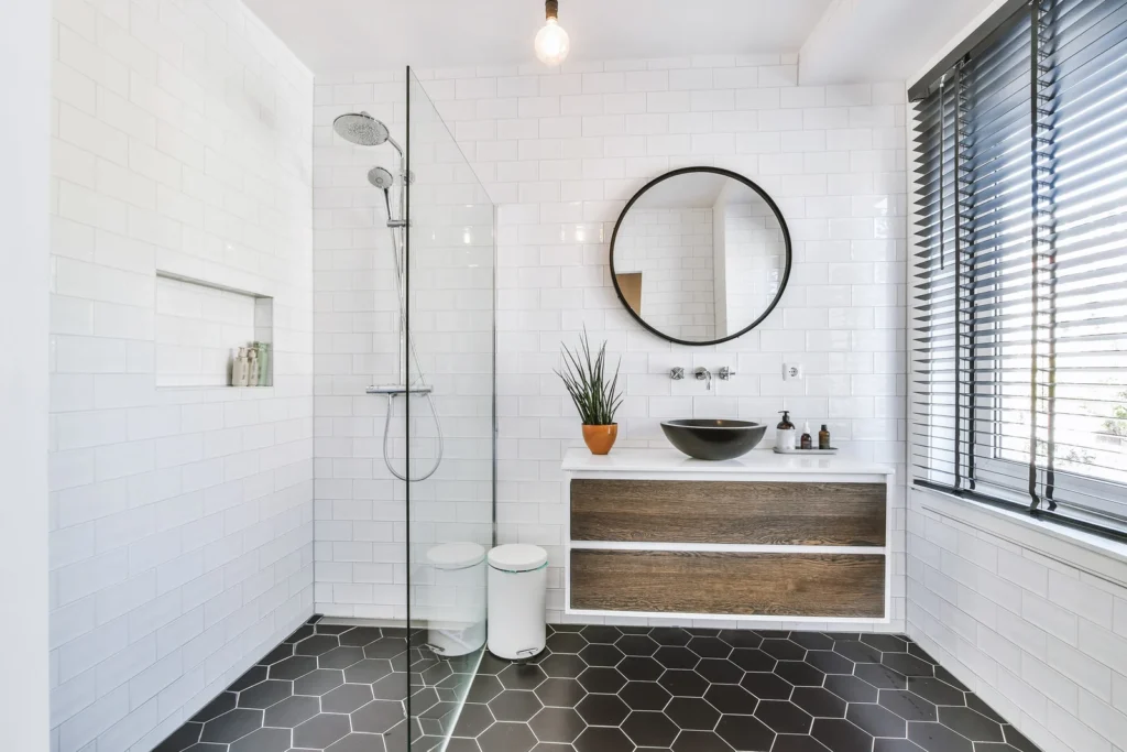 White minimalistic themed bathroom design